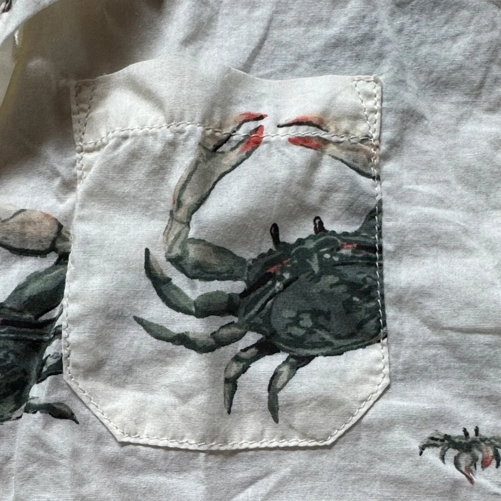Milkbarn Kids Crab Print Summer Set - Cream and Green, 18-24 Months